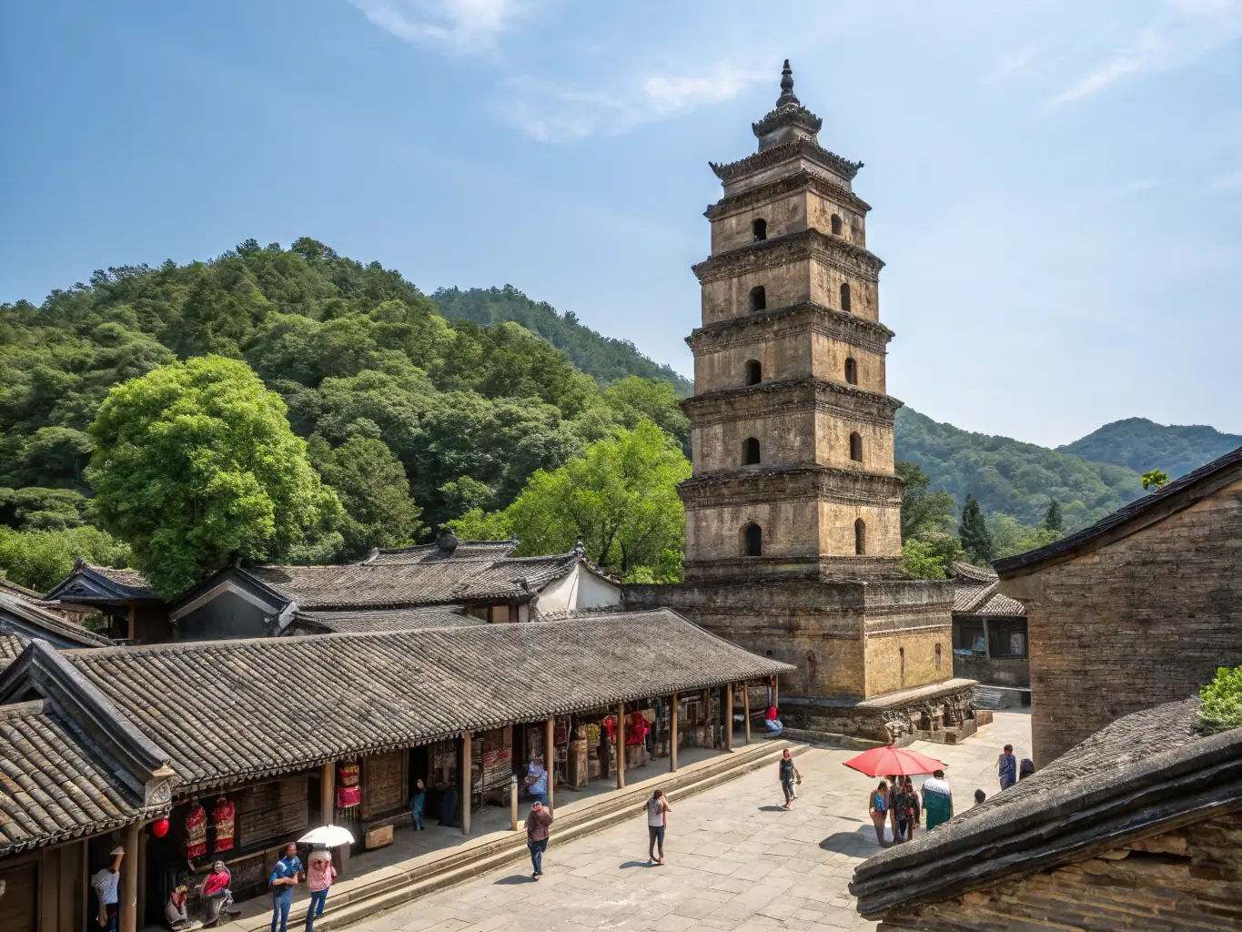 A captivating image of tourists exploring a historical site in the Authre Valley, illustrating the organization's role in developing cultural tourism and promoting the region's heritage.