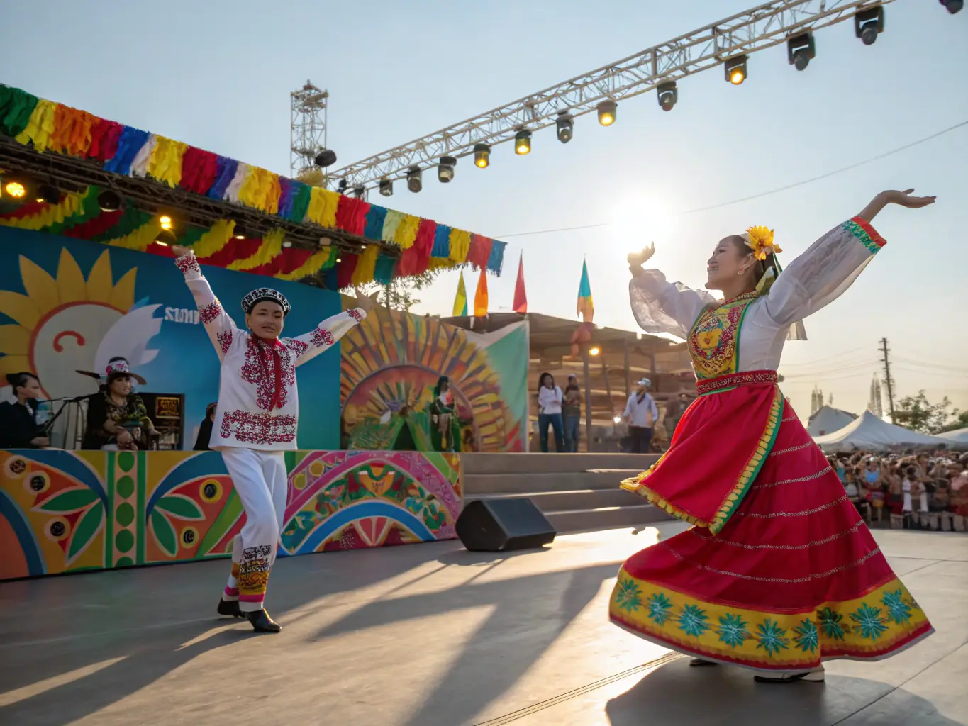 A captivating image showcasing a community event with traditional music and dance performances, highlighting the cultural richness of the Authre Valley.
